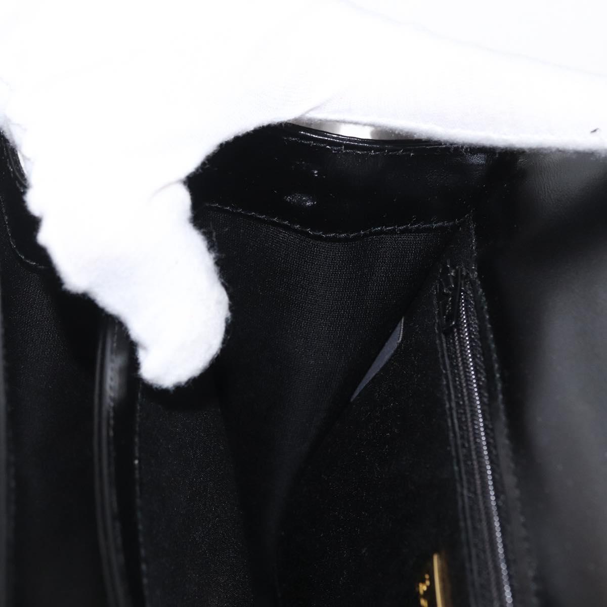 BALLY Hand Bag Leather 2way Black Gold Auth BA10754