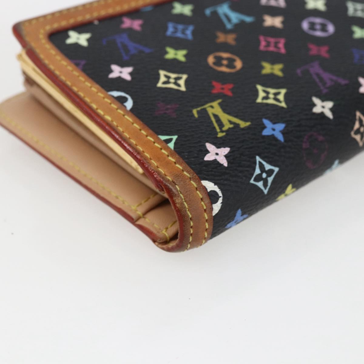 LOUIS VUITTON Multicolor Portefeuille Viennois Wallet Black M92988 Auth BA10757