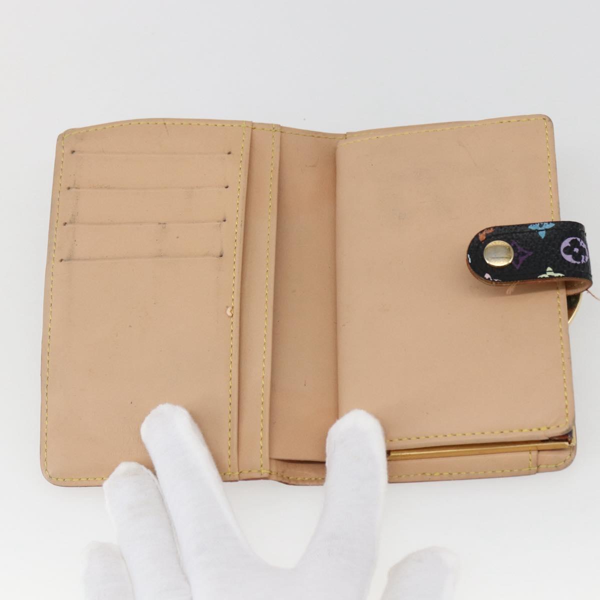 LOUIS VUITTON Multicolor Portefeuille Viennois Wallet Black M92988 Auth BA10757