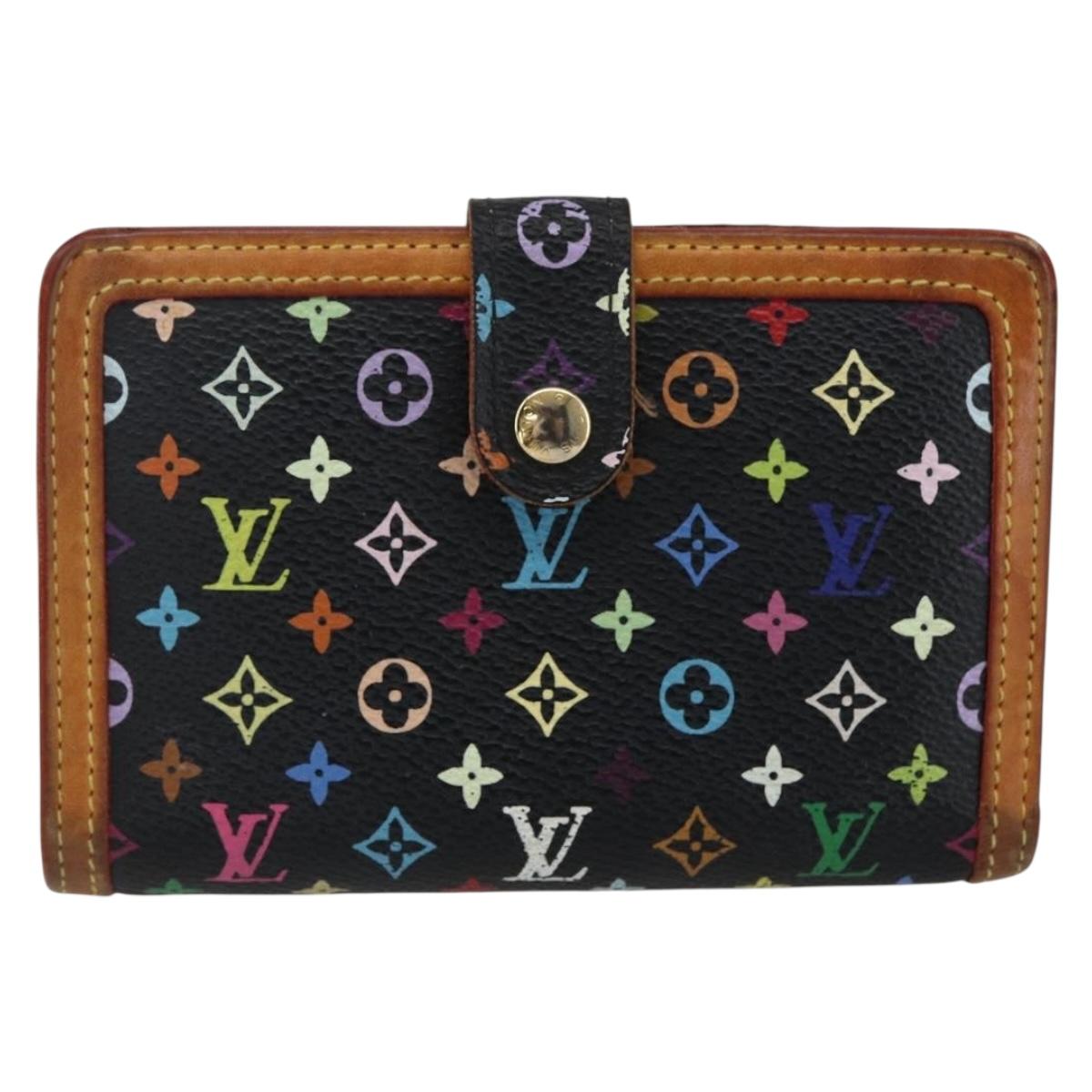 LOUIS VUITTON Multicolor Portefeuille Viennois Wallet Black M92988 Auth BA10757