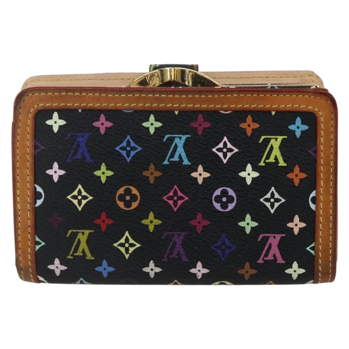 LOUIS VUITTON Multicolor Portefeuille Viennois Wallet Black M92988 Auth BA10757