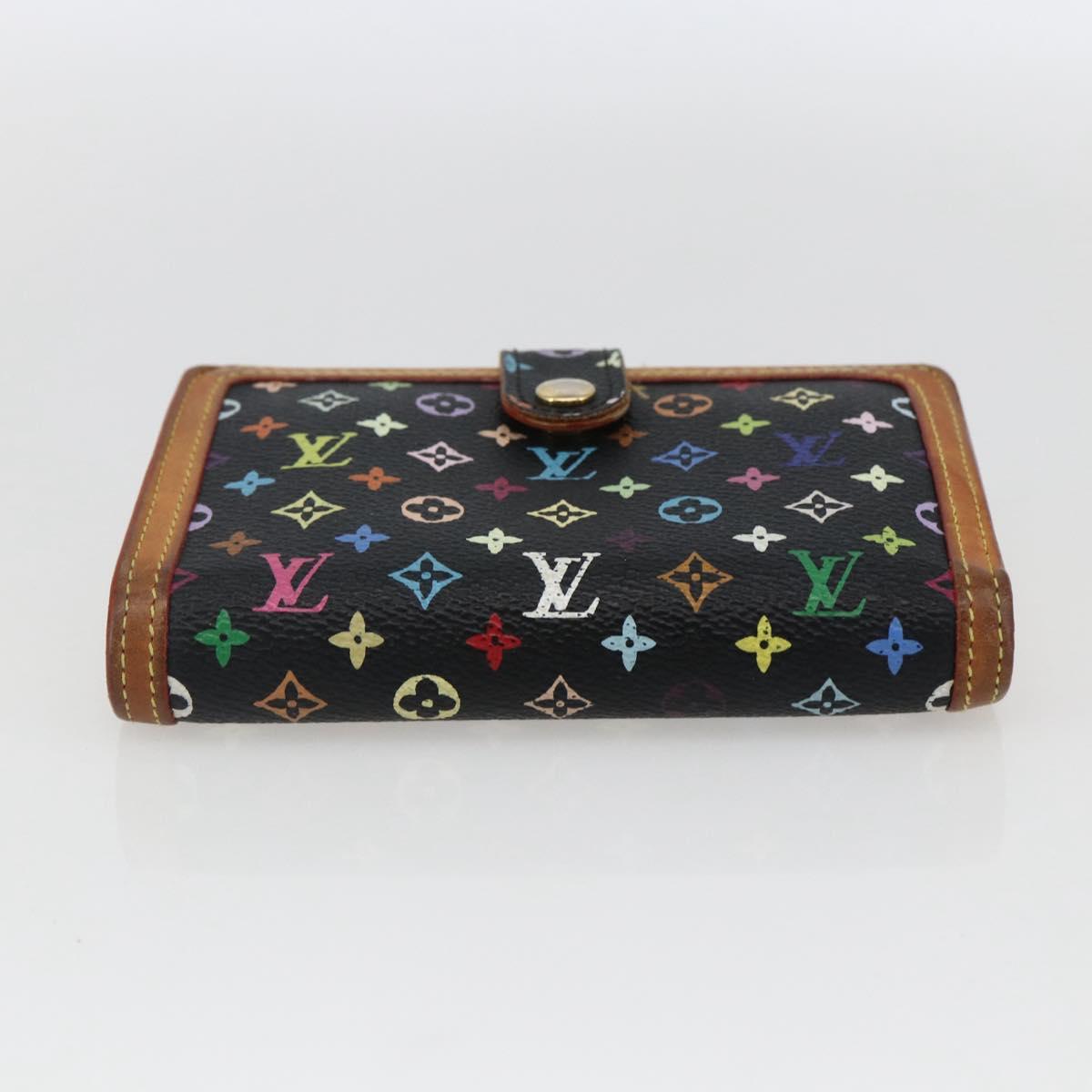 LOUIS VUITTON Multicolor Portefeuille Viennois Wallet Black M92988 Auth BA10757