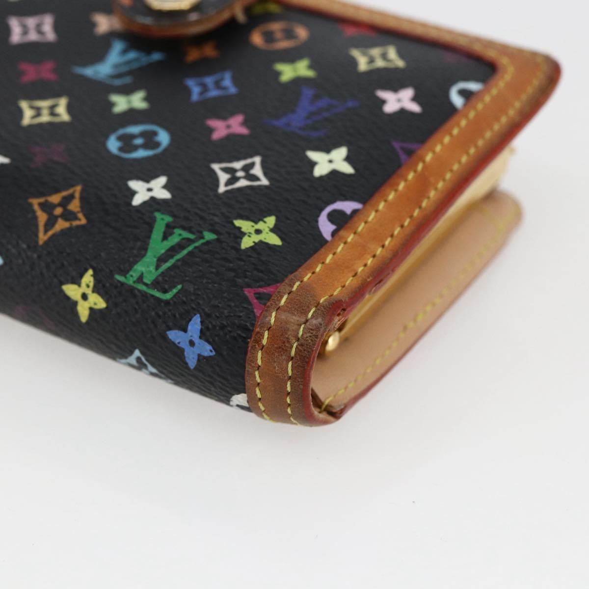 LOUIS VUITTON Multicolor Portefeuille Viennois Wallet Black M92988 Auth BA10757