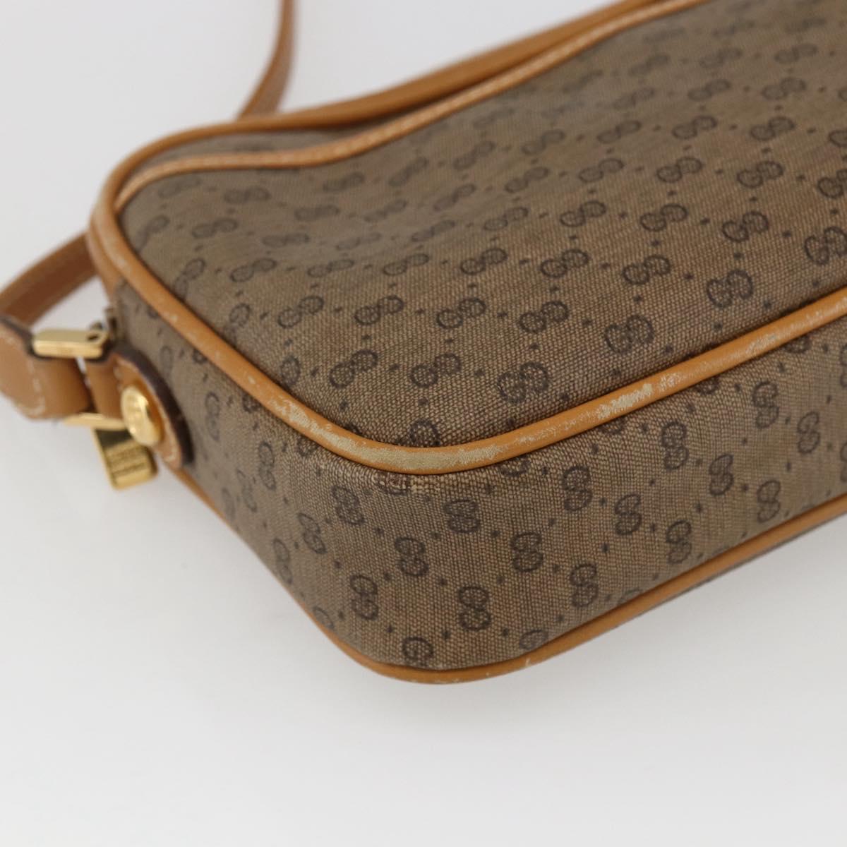 GUCCI Micro GG Supreme Shoulder Bag PVC Beige Gold Auth BA10759