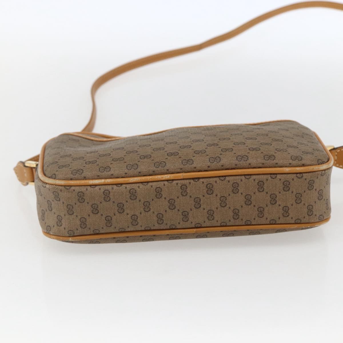 GUCCI Micro GG Supreme Shoulder Bag PVC Beige Gold Auth BA10759