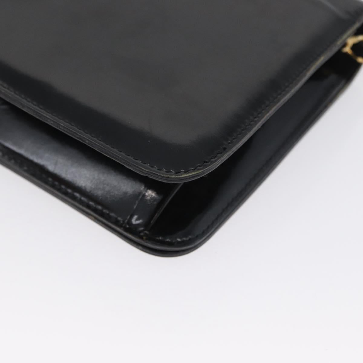 CHANEL Chain Shoulder Bag Patent leather Black Gold CC Auth BA10760