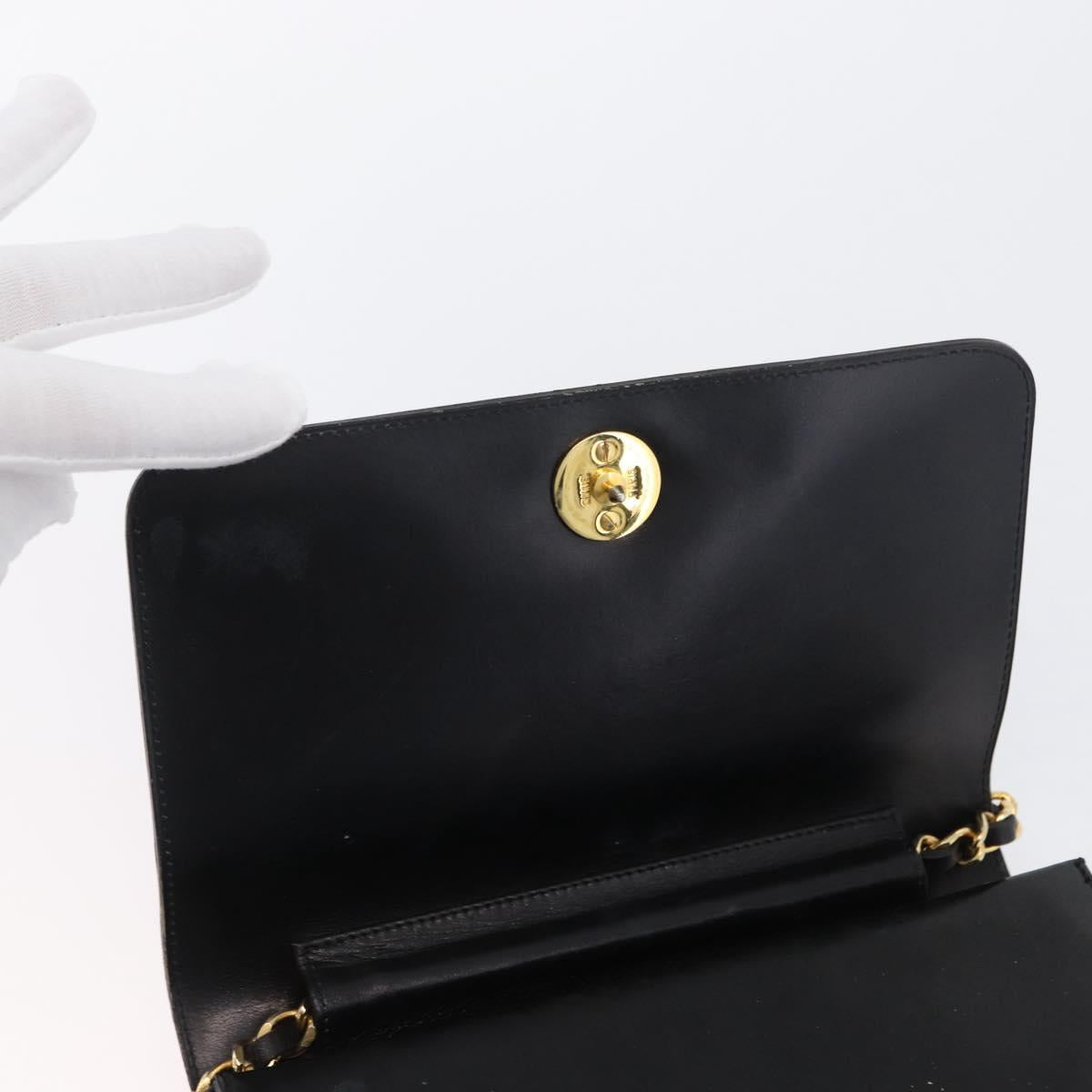 CHANEL Chain Shoulder Bag Patent leather Black Gold CC Auth BA10760