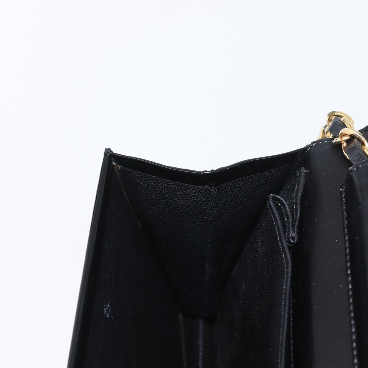 CHANEL Chain Shoulder Bag Patent leather Black Gold CC Auth BA10760