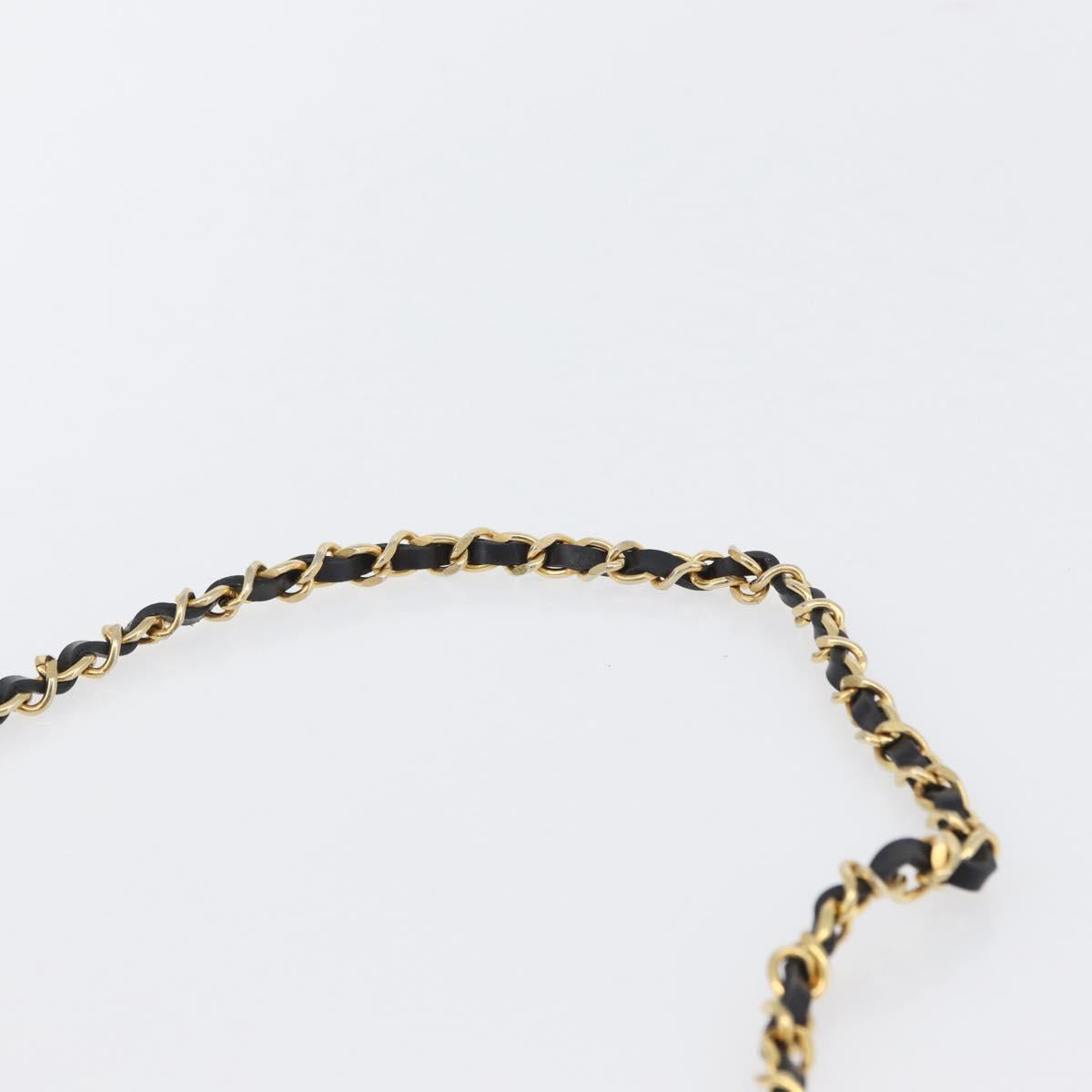 CHANEL Chain Shoulder Bag Patent leather Black Gold CC Auth BA10760