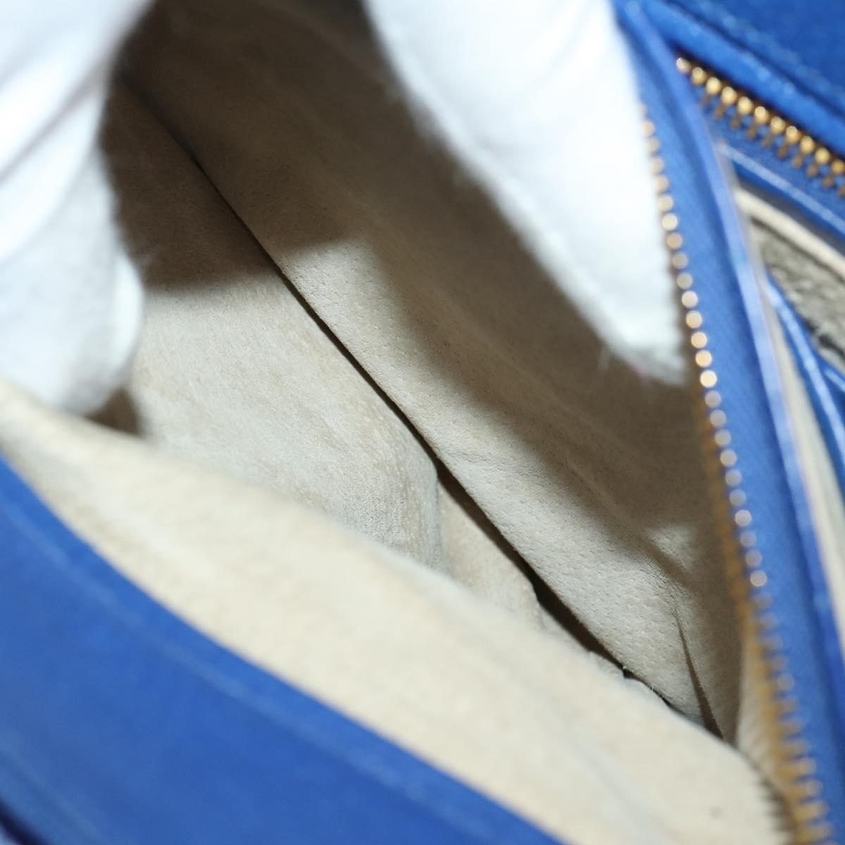 PRADA Hand Bag Leather Canvas 2way Blue Gold Auth BA10762