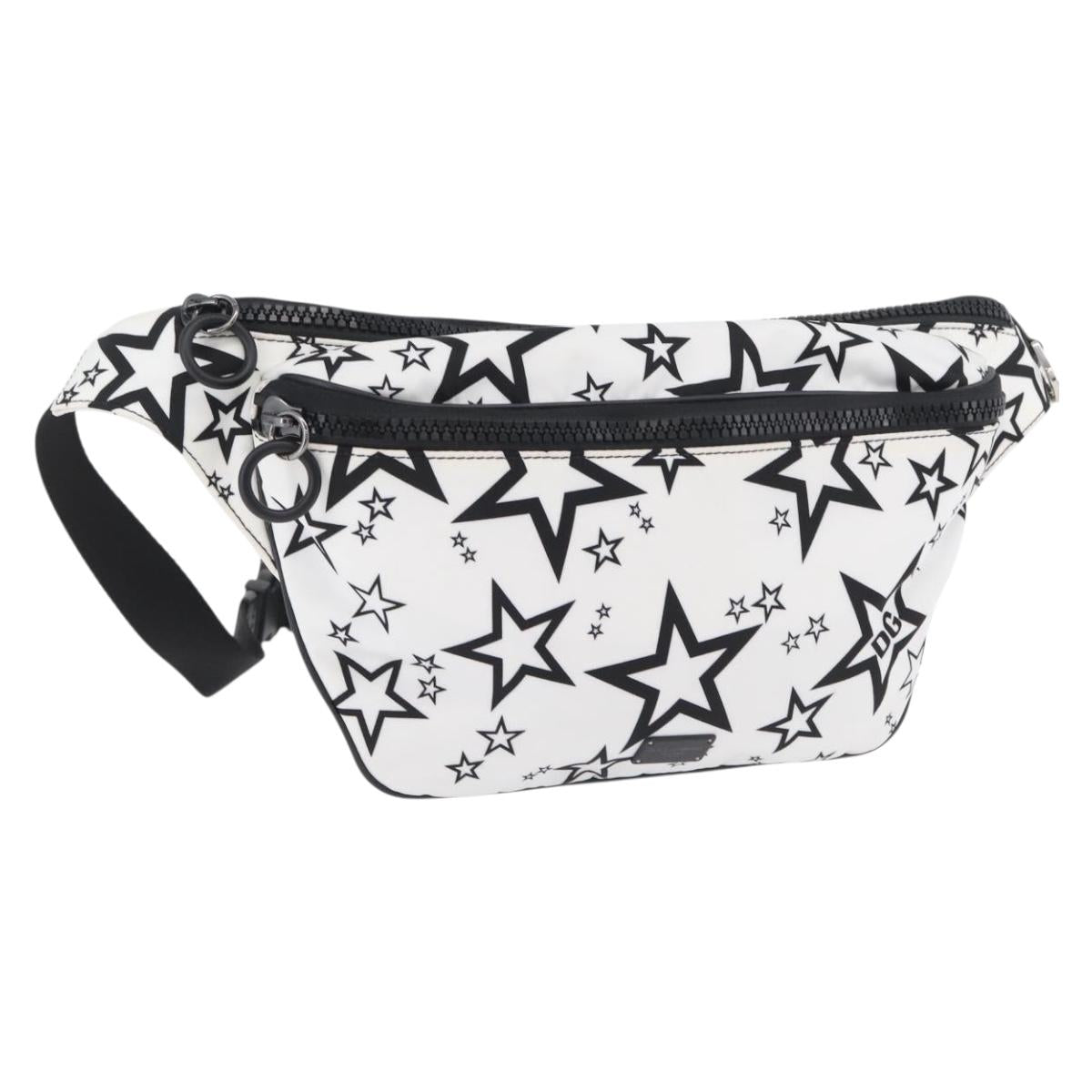 DOLCE&GABBANA Shoulder Bag Nylon White Silver Auth BA10763