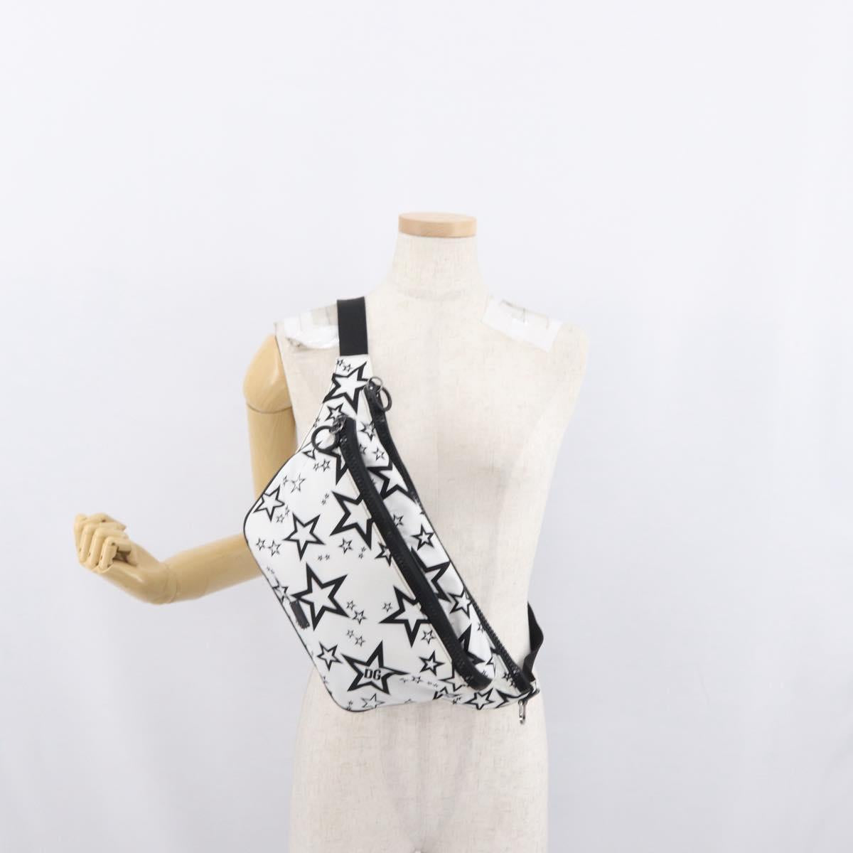 DOLCE&GABBANA Shoulder Bag Nylon White Silver Auth BA10763