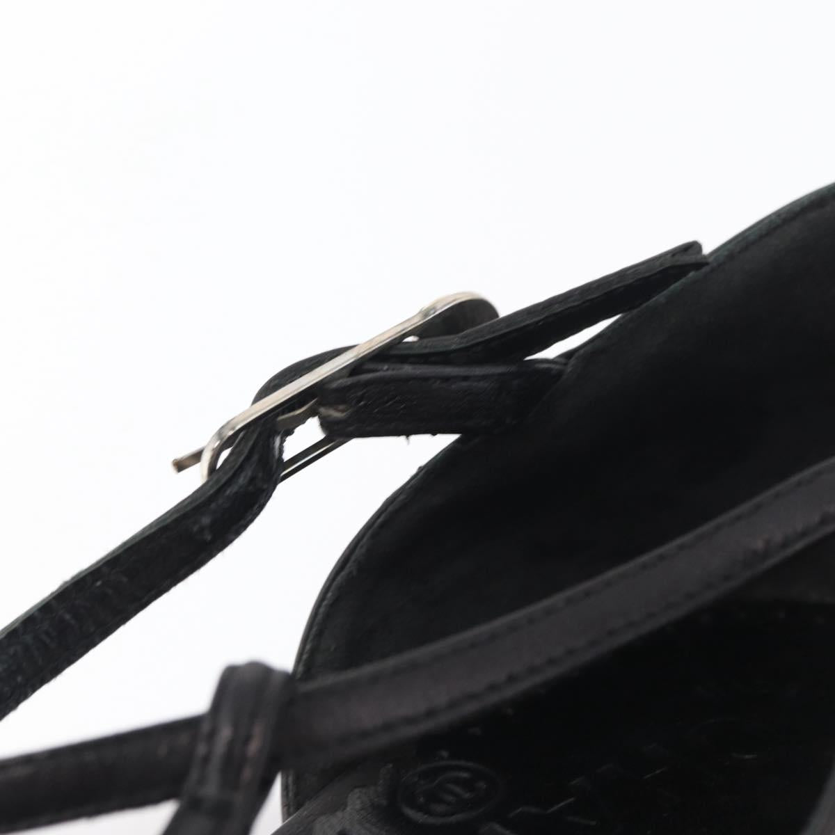CHANEL Pumps High Heels Leather 35 1/2 Black CC Auth BA10766