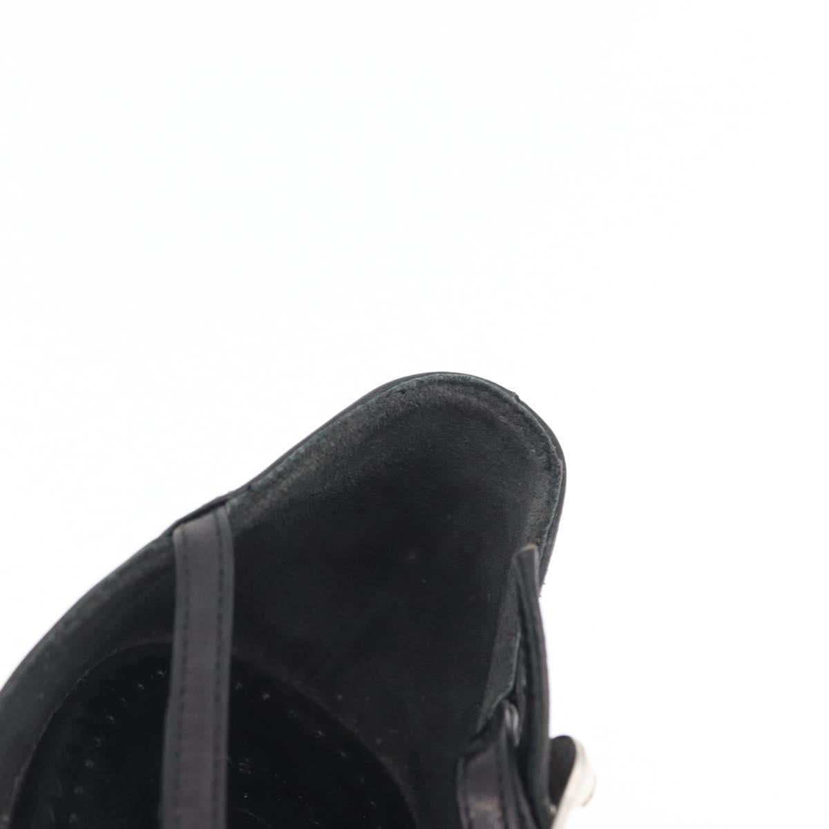 CHANEL Pumps High Heels Leather 35 1/2 Black CC Auth BA10766