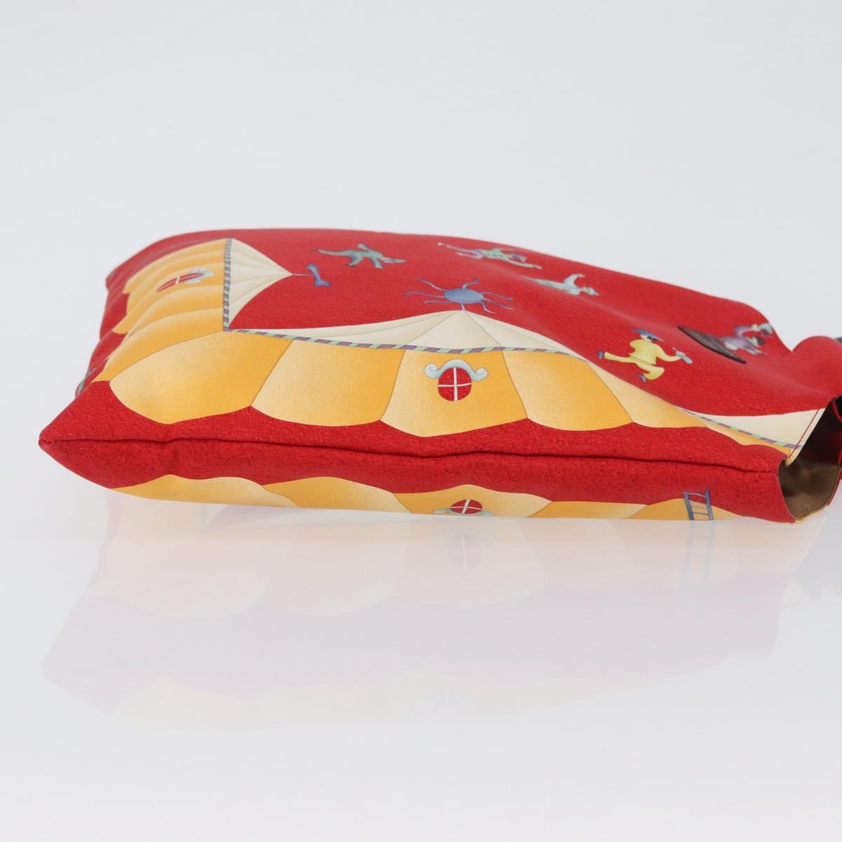 BVLGARI Hand Bag Satin Red Auth BA10772