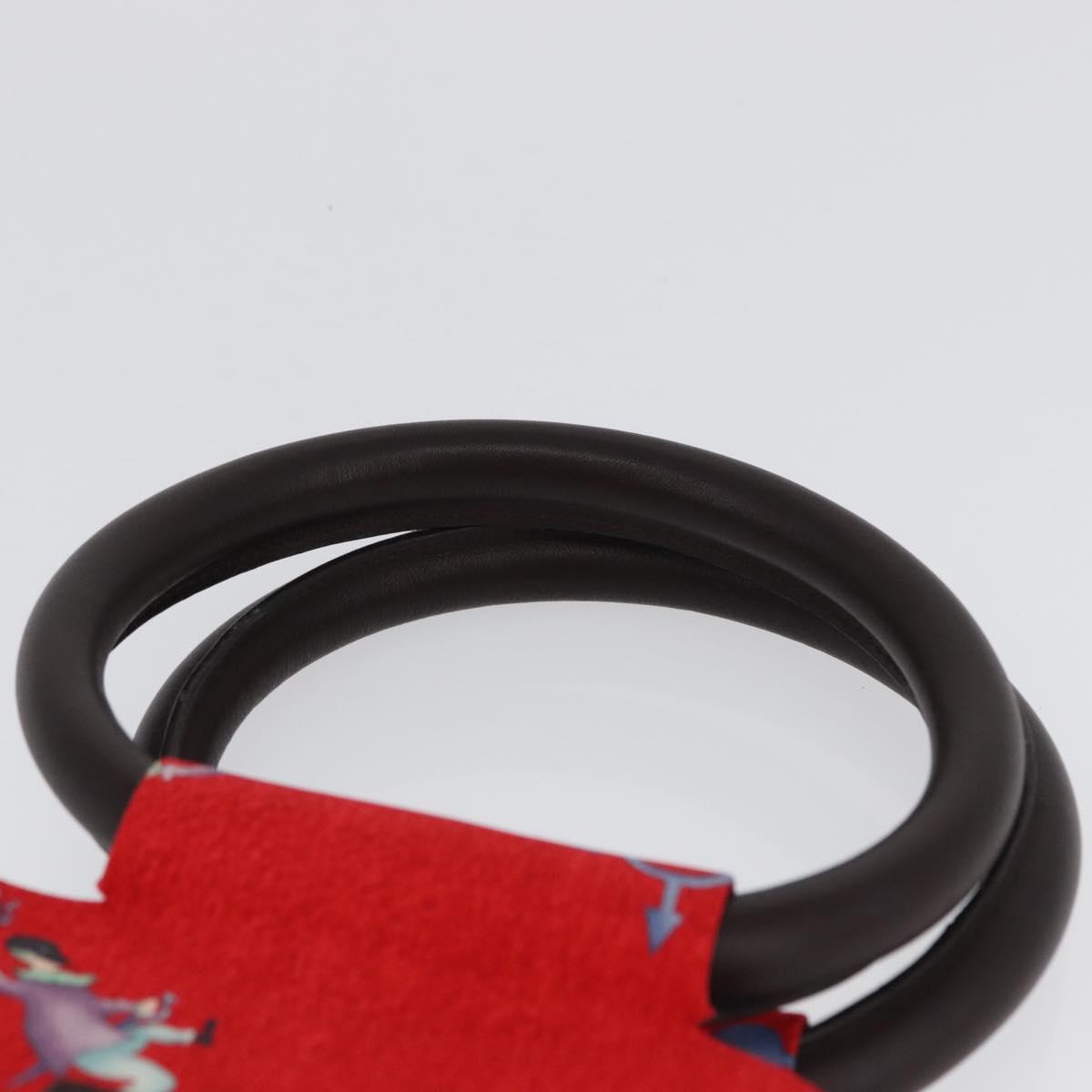 BVLGARI Hand Bag Satin Red Auth BA10772