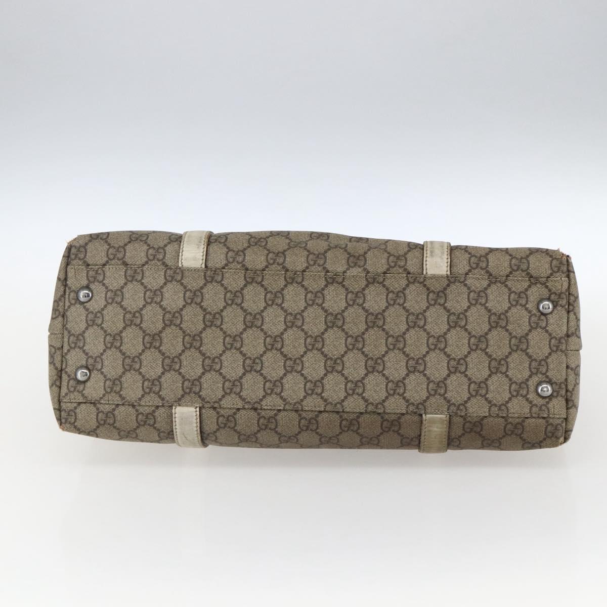 GUCCI GG Supreme Tote Bag PVC Beige Silver 114595 Auth BA10796