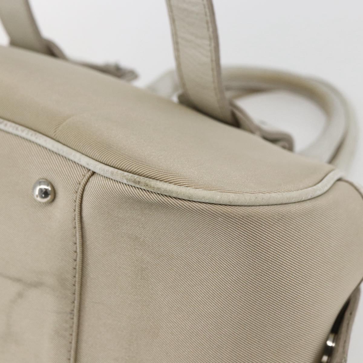 BURBERRY Nova Check Hand Bag Canvas Beige Silver Auth BA10799