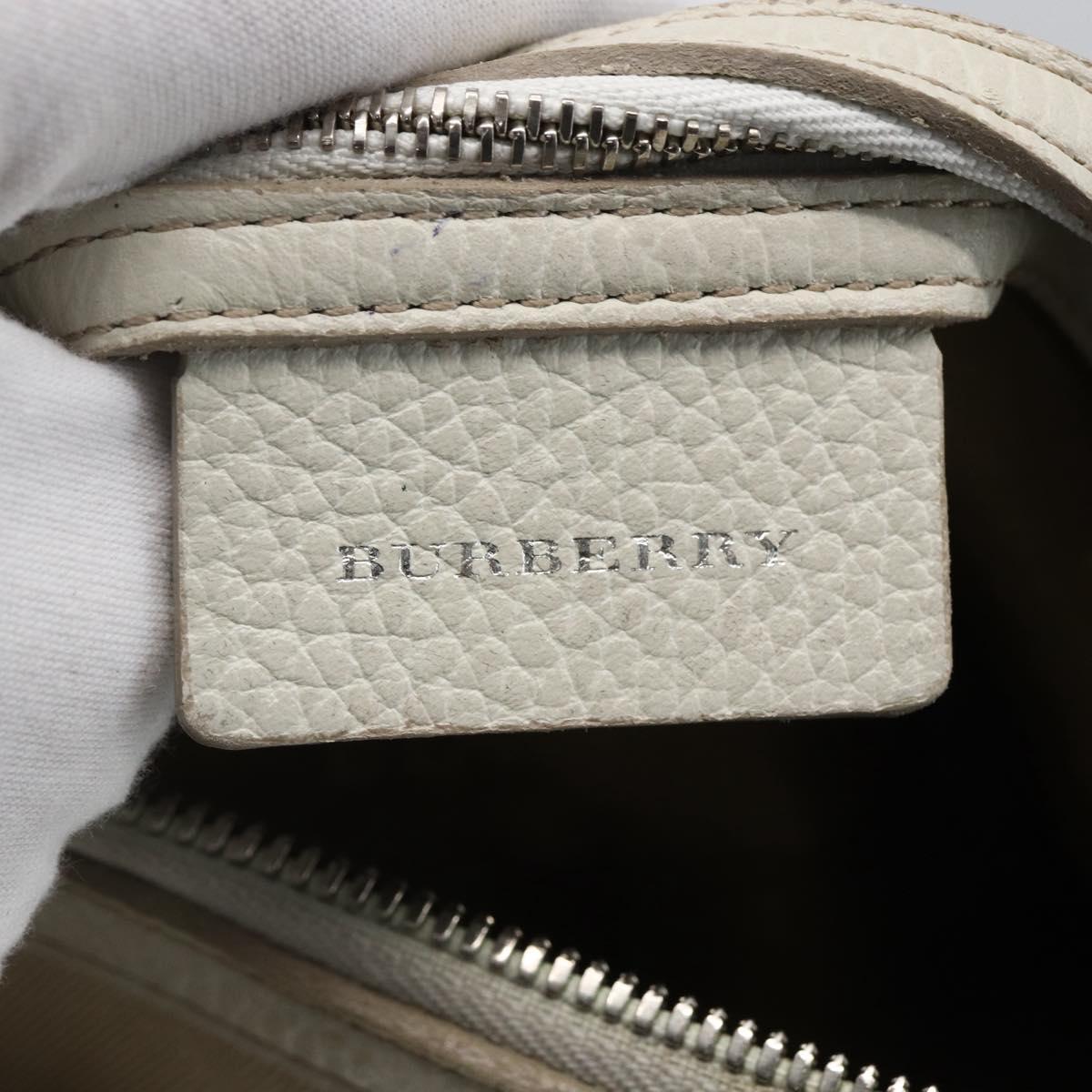 BURBERRY Nova Check Hand Bag Canvas Beige Silver Auth BA10799