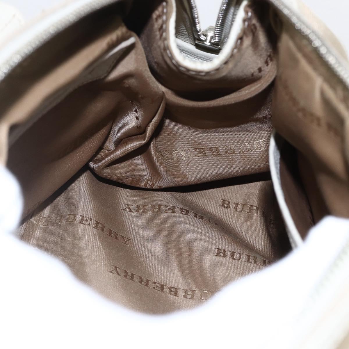BURBERRY Nova Check Hand Bag Canvas Beige Silver Auth BA10799