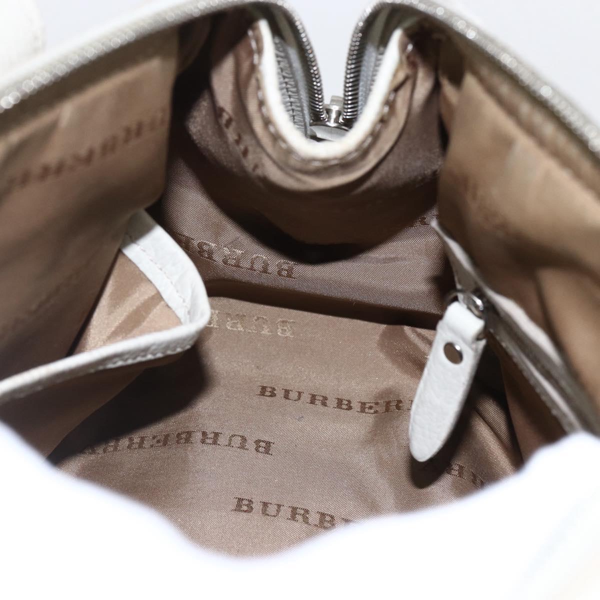 BURBERRY Nova Check Hand Bag Canvas Beige Silver Auth BA10799