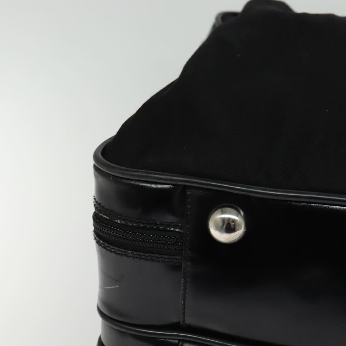 GUCCI Boston Bag Canvas Leather Black Silver Auth BA108