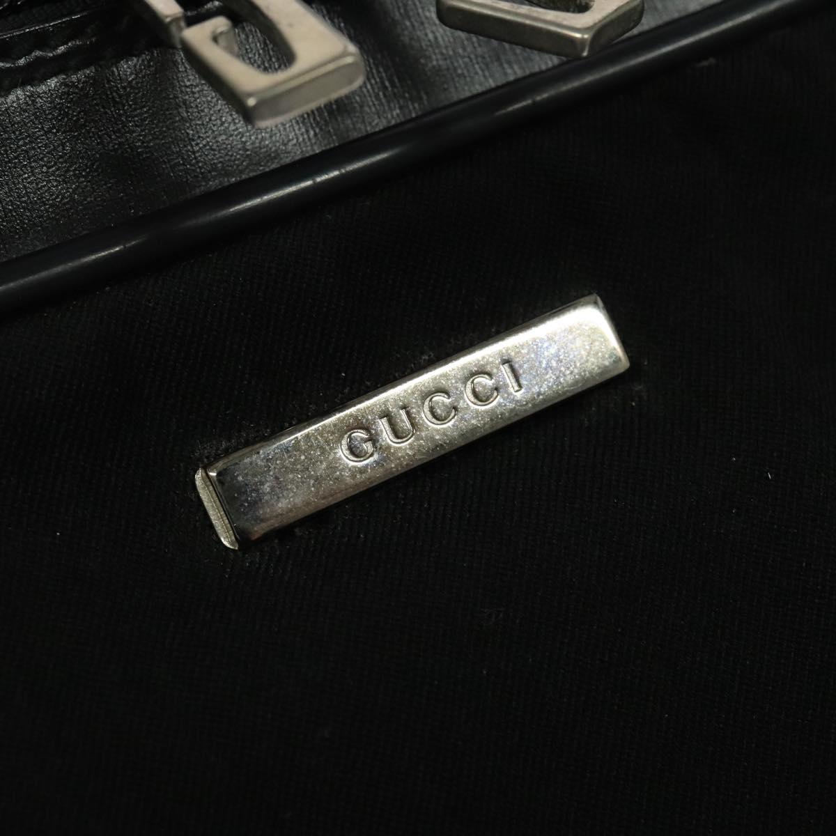 GUCCI Boston Bag Canvas Leather Black Silver Auth BA108