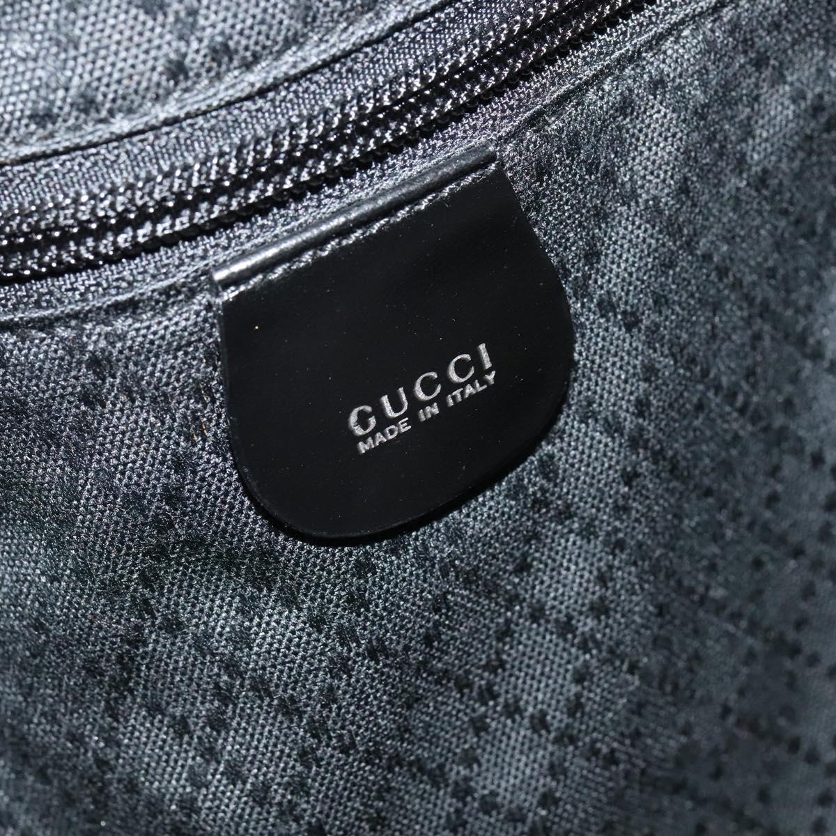 GUCCI Boston Bag Canvas Leather Black Silver Auth BA108
