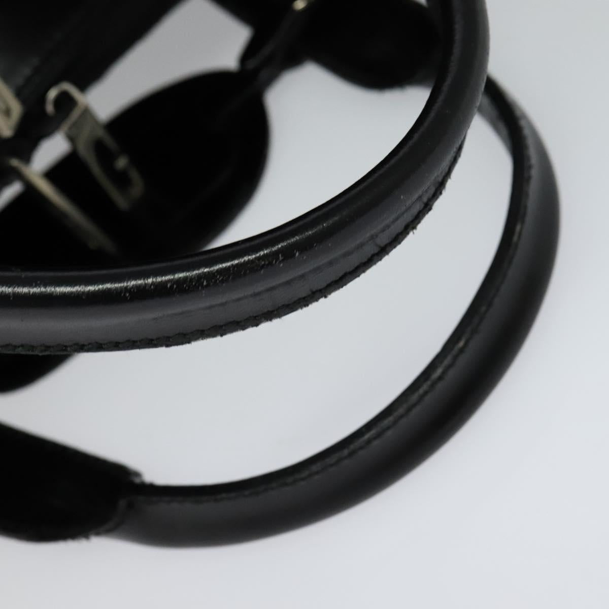 GUCCI Boston Bag Canvas Leather Black Silver Auth BA108