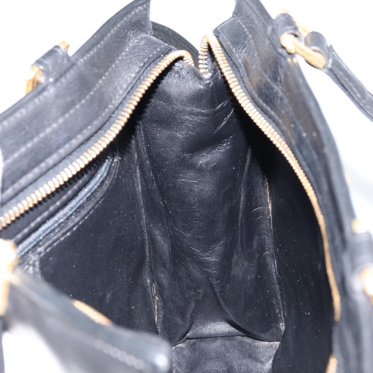 Gianni Versace Shoulder Bag Leather Black Gold Auth BA10801