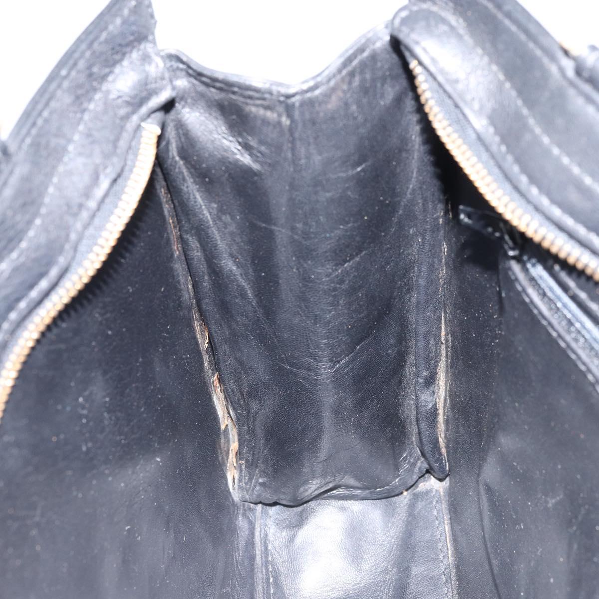 Gianni Versace Shoulder Bag Leather Black Gold Auth BA10801