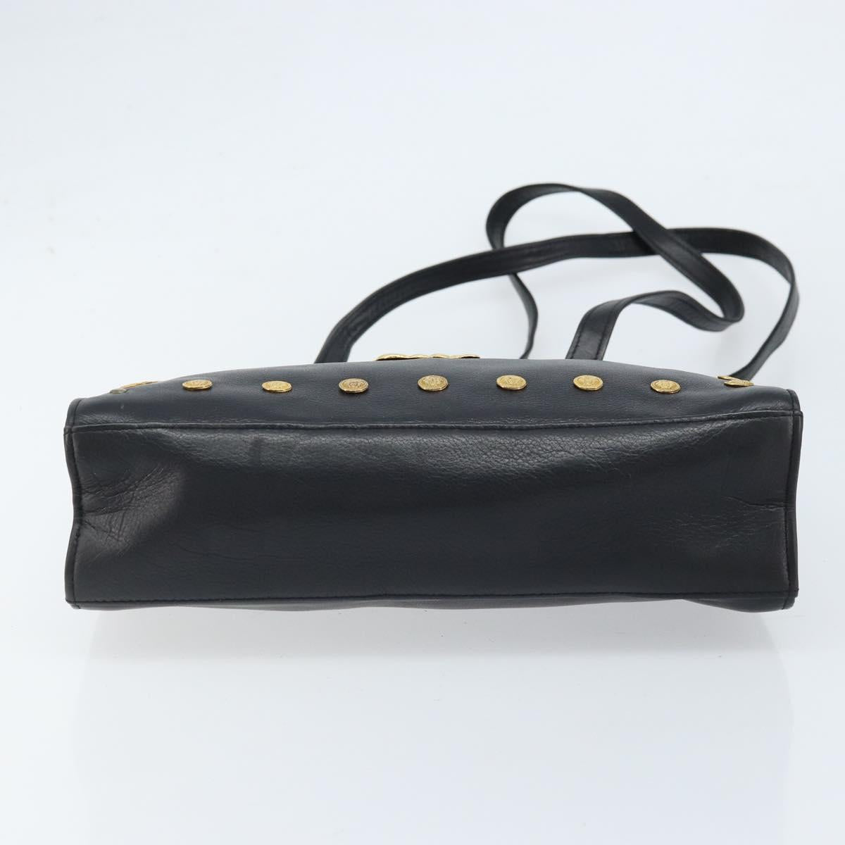 Gianni Versace Shoulder Bag Leather Black Gold Auth BA10801