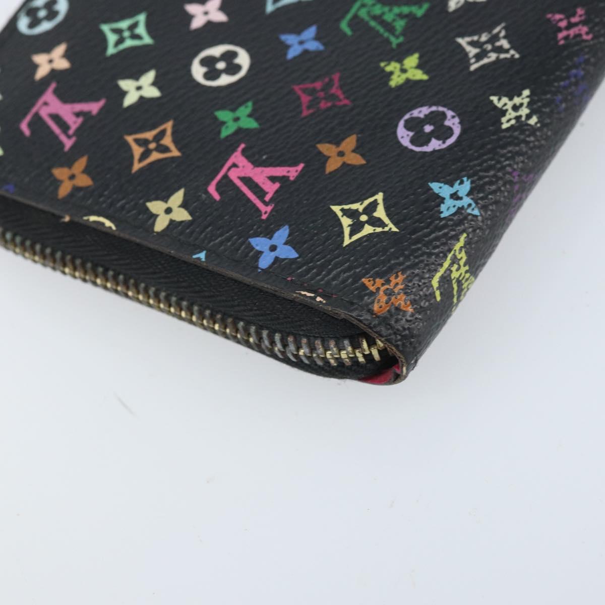 LOUIS VUITTON Monogram Multicolor Zippy Long Wallet Black M60243 LV Auth BA10806