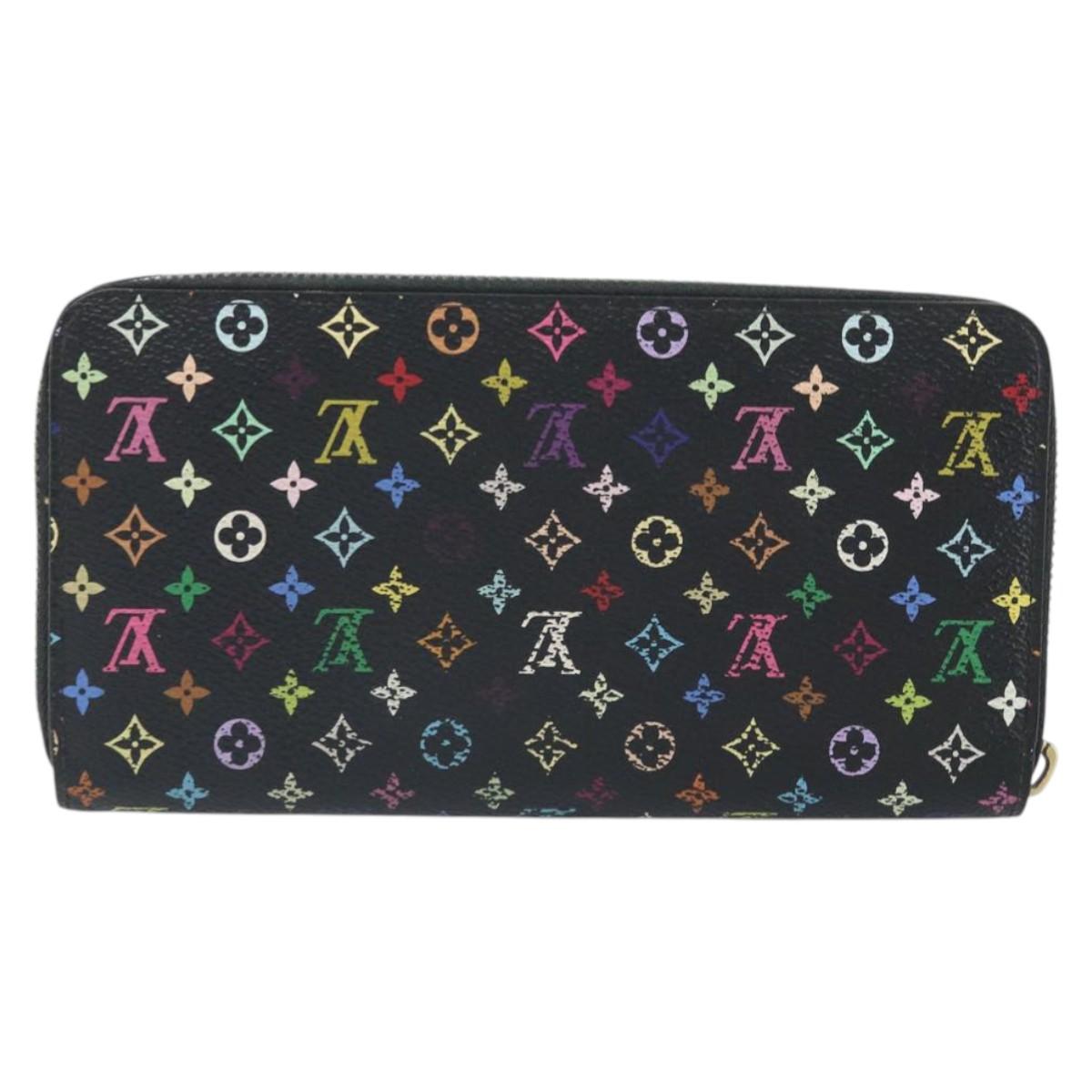 LOUIS VUITTON Monogram Multicolor Zippy Long Wallet Black M60243 LV Auth BA10806