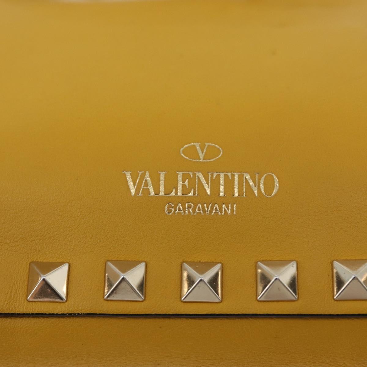 Gianni Versace Rock Studs Shoulder Bag Leather Yellow Gold Auth BA10807