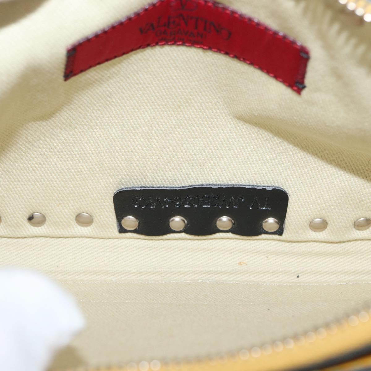 Gianni Versace Rock Studs Shoulder Bag Leather Yellow Gold Auth BA10807