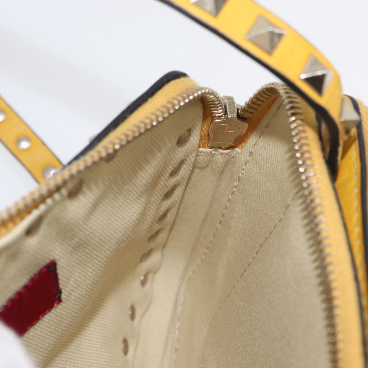 Gianni Versace Rock Studs Shoulder Bag Leather Yellow Gold Auth BA10807