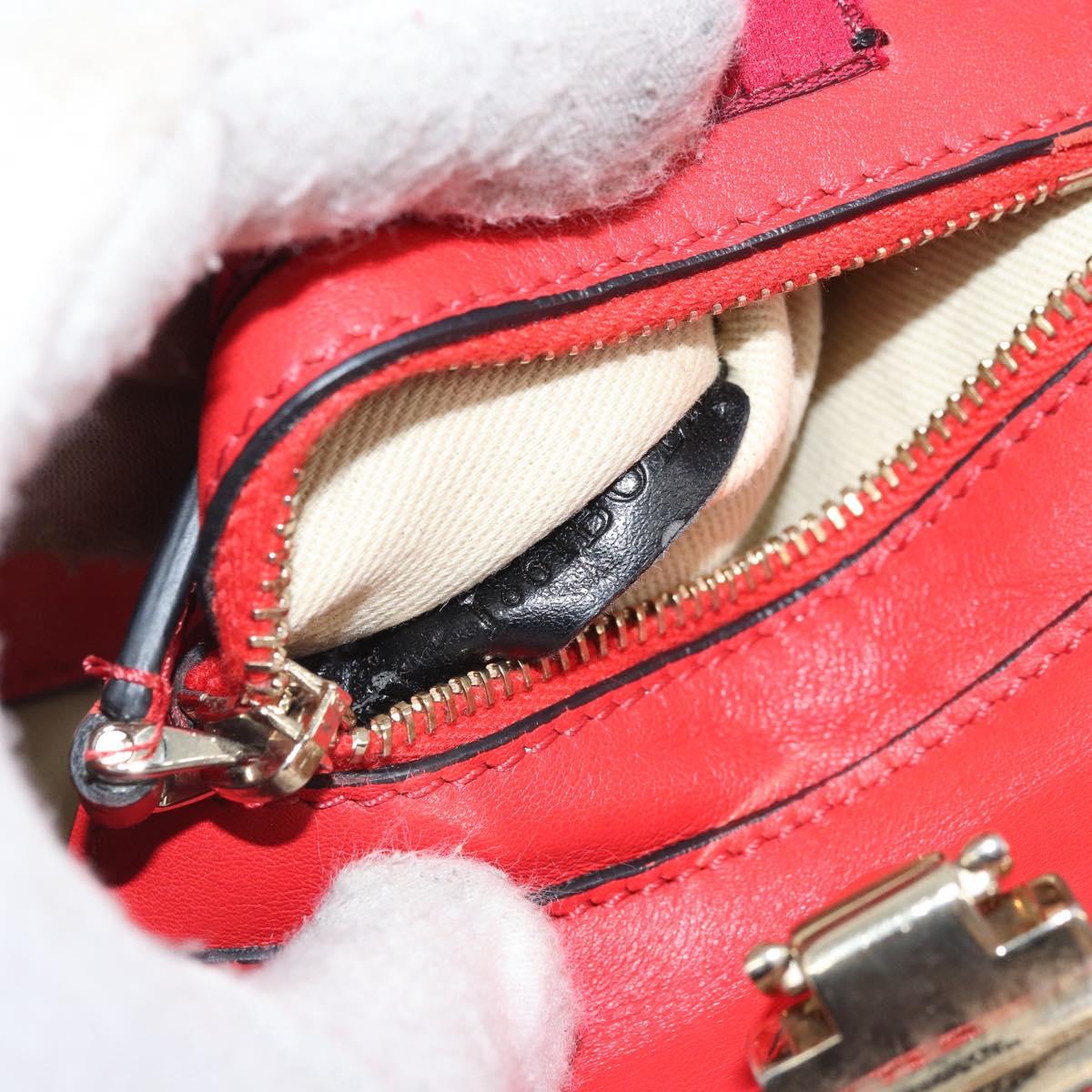 VALENTINO Rock studs Hand Bag Leather 2way Red Gold Auth BA10808