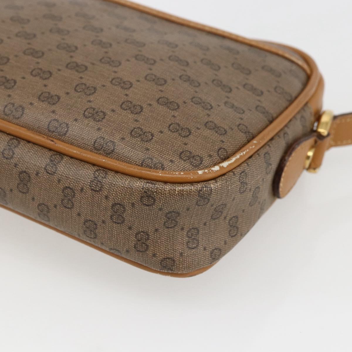 GUCCI Micro GG Supreme Shoulder Bag PVC Beige Gold Auth BA10809