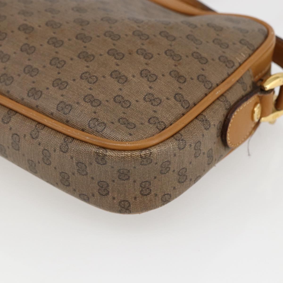 GUCCI Micro GG Supreme Shoulder Bag PVC Beige Gold Auth BA10809