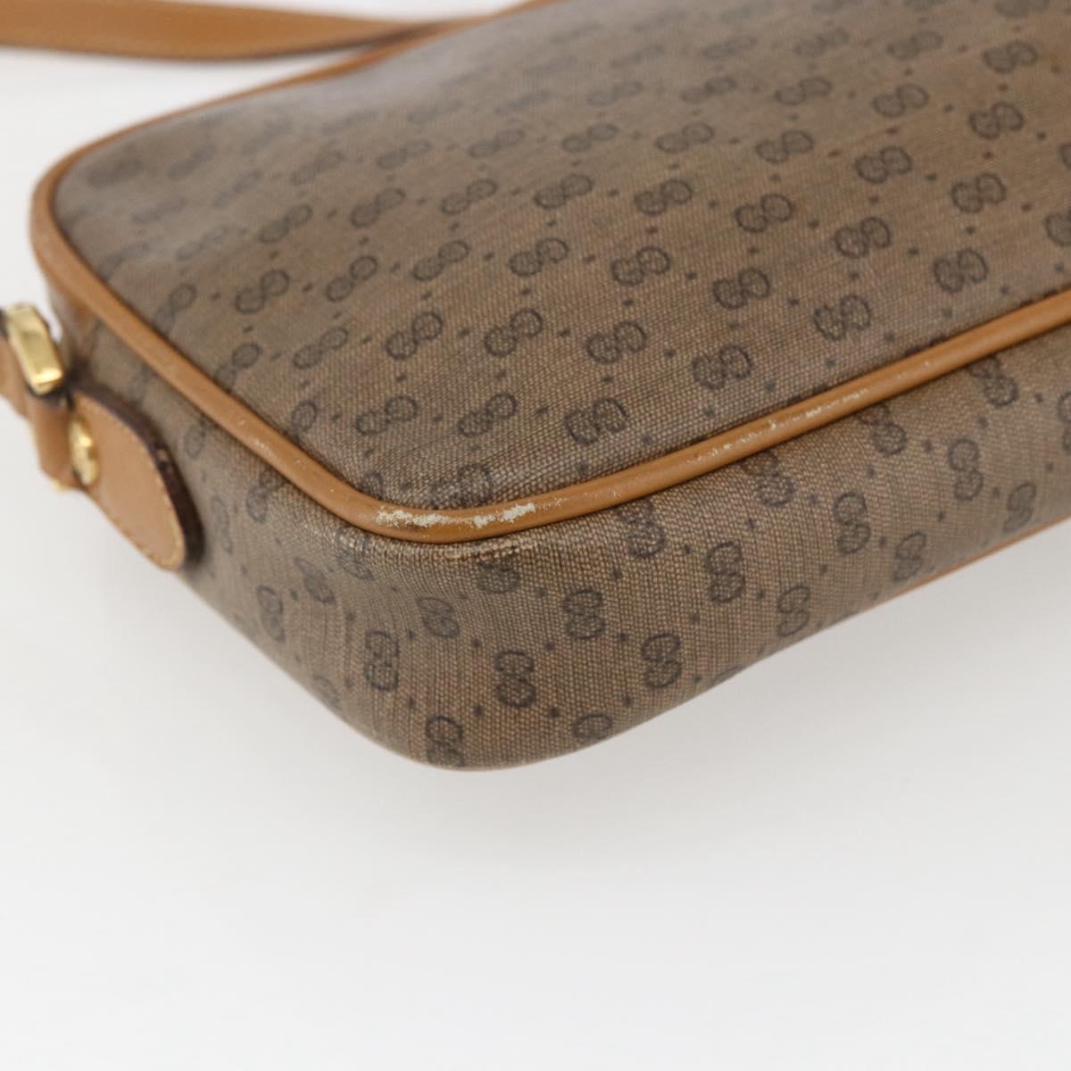 GUCCI Micro GG Supreme Shoulder Bag PVC Beige Gold Auth BA10809