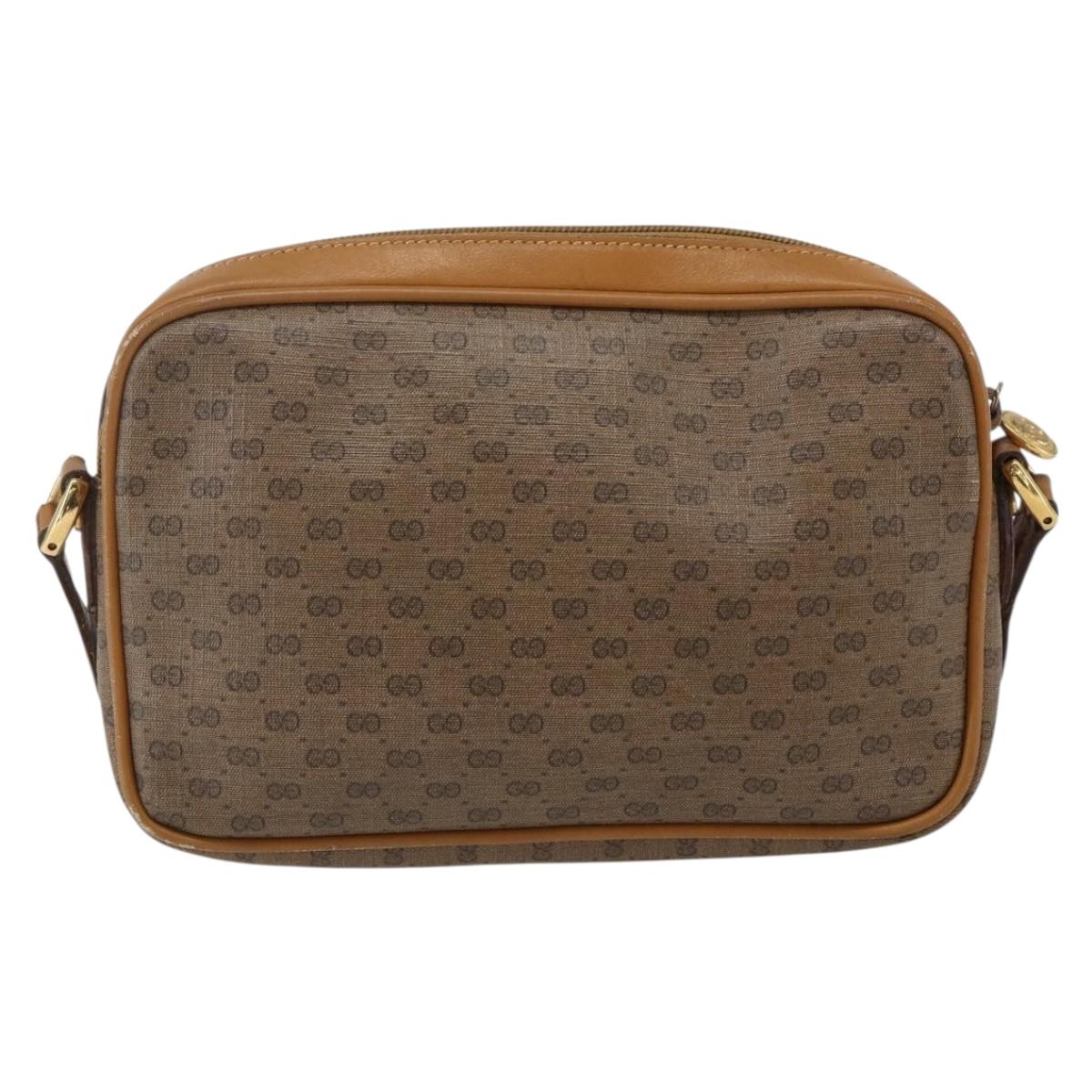 GUCCI Micro GG Supreme Shoulder Bag PVC Beige Gold Auth BA10809
