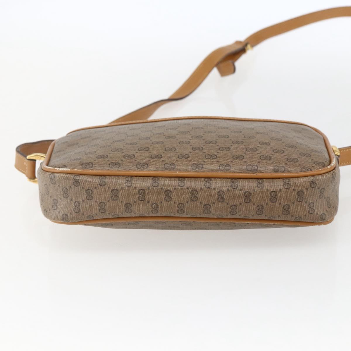 GUCCI Micro GG Supreme Shoulder Bag PVC Beige Gold Auth BA10809