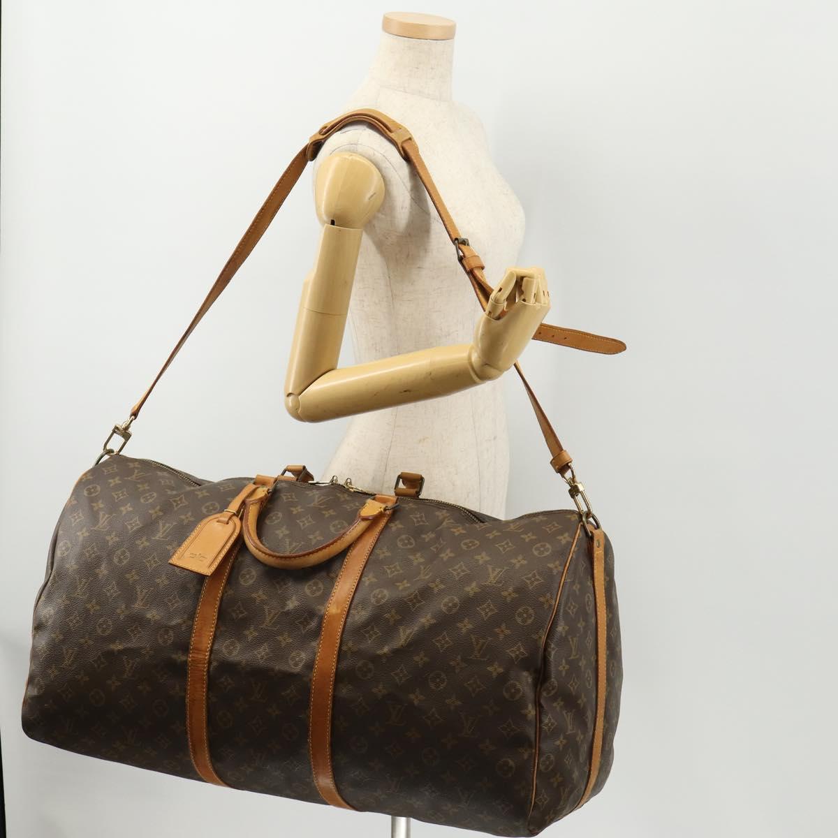 LOUIS VUITTON Monogram Keepall Bandouliere 60 Boston Bag M41412 LV Auth BA10818
