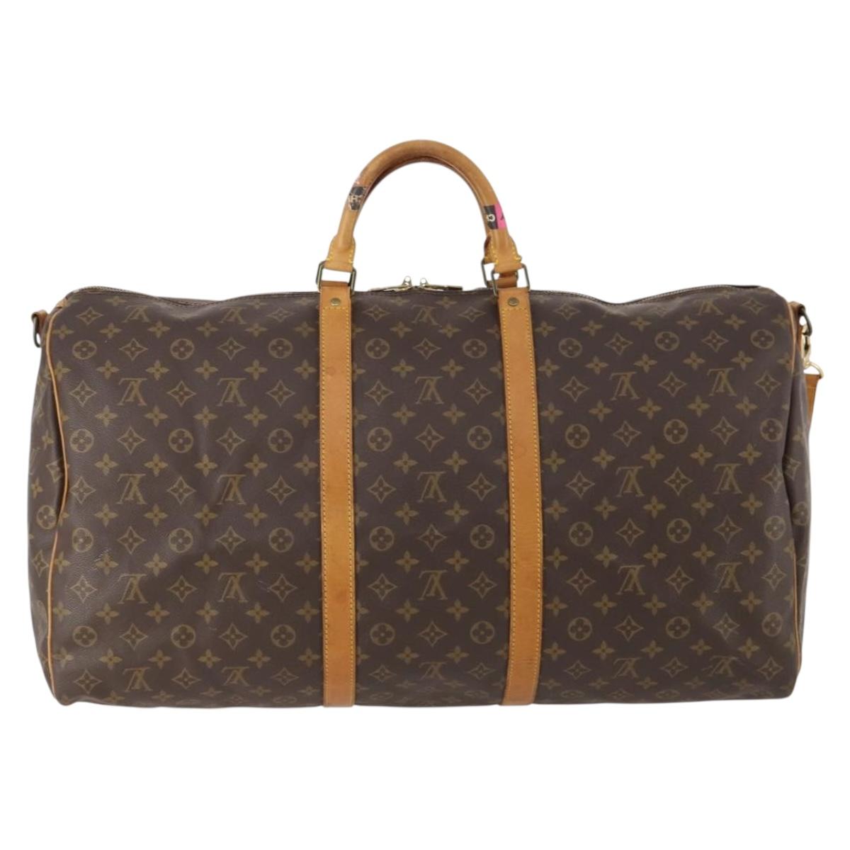 LOUIS VUITTON Monogram Keepall Bandouliere 60 Boston Bag M41412 LV Auth BA10818
