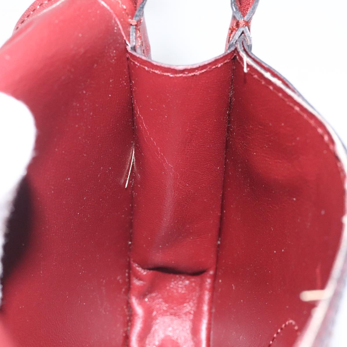 CARTIER Must Line Shoulder Bag Leather Wine Red Gold Auth BA1082