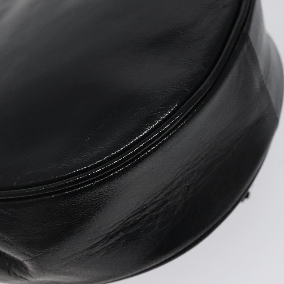 SAINT LAURENT Shoulder Bag Leather Embossed Black Gold Auth BA1084