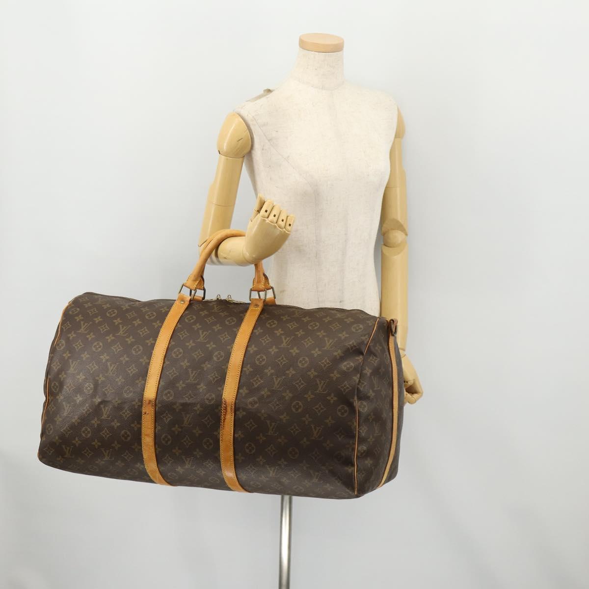 LOUIS VUITTON Monogram Keepall Bandouliere 60 Boston Bag M41412 LV Auth BA10840