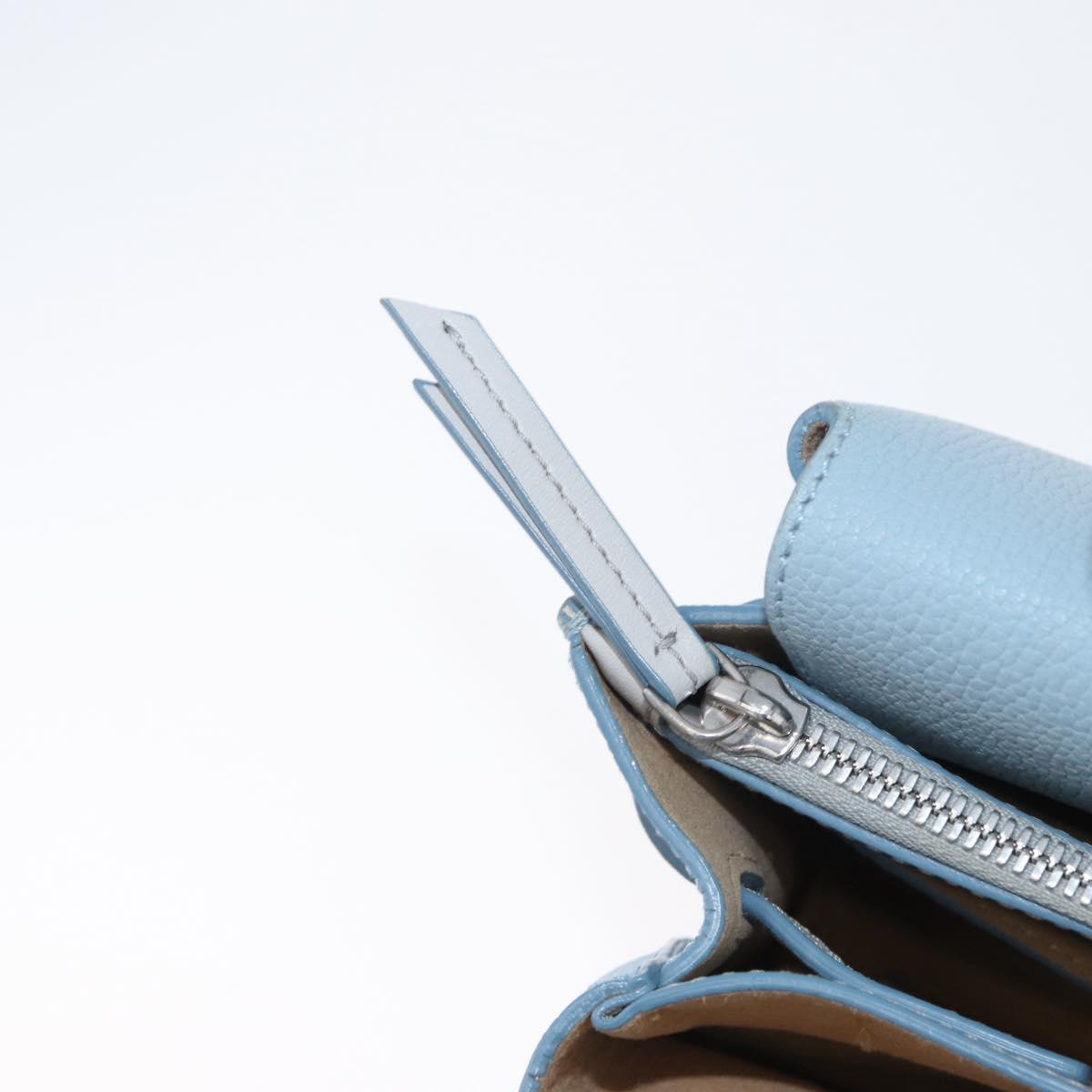MCM Hand Bag Leather 2way Light Blue Silver Auth BA10842V