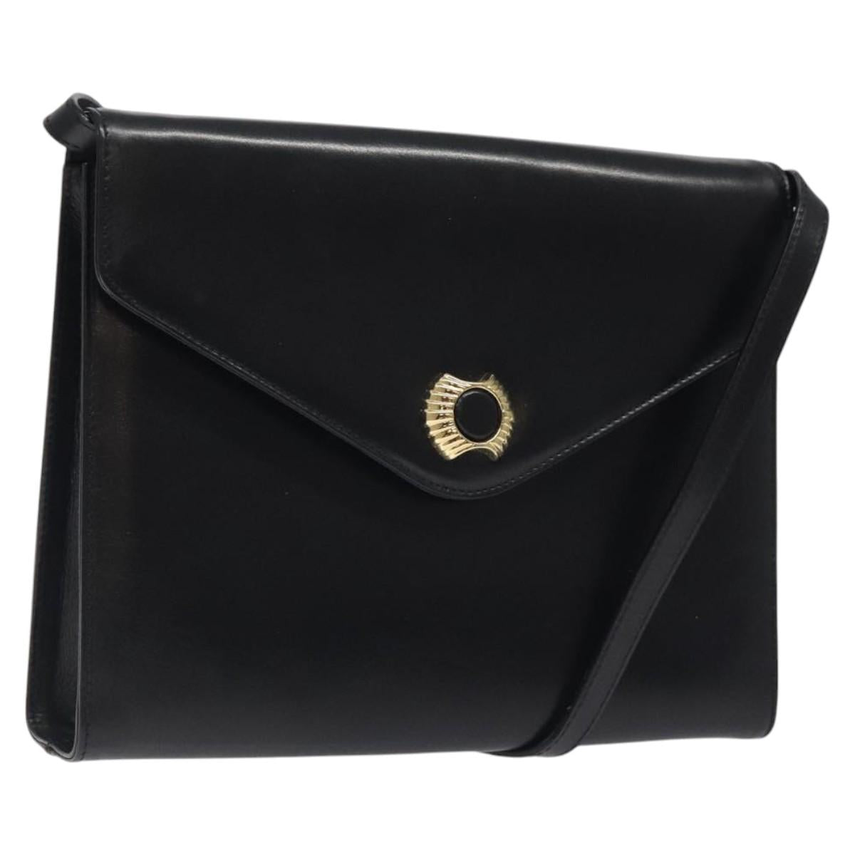 Salvatore Ferragamo Shoulder Bag Leather Black Gold Auth BA1085